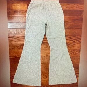 Light Gray Ribbed Flare Pants